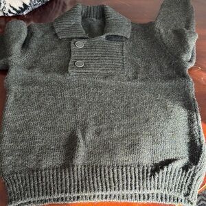 United Colors Of Benetton Green/Olive Ski Quarter button Wool Sweater